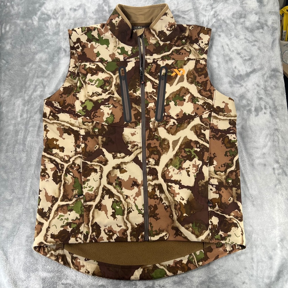 First Lite Catalyst Softshell‎ Vest Mens L Fusion Camo Full Zip Fleece Lined